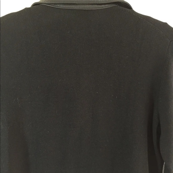 Geoffrey Beene Women Sweater Leather Collar Black Medium Silk Blend - Picture 9 of 10